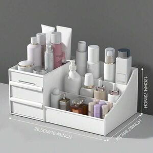 1pc White Drawer Cosmetic Storage Box, Makeup Organizer With Dividers